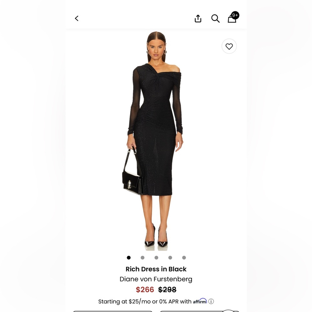 Diane Von Furstenberg Black Midi Dress
